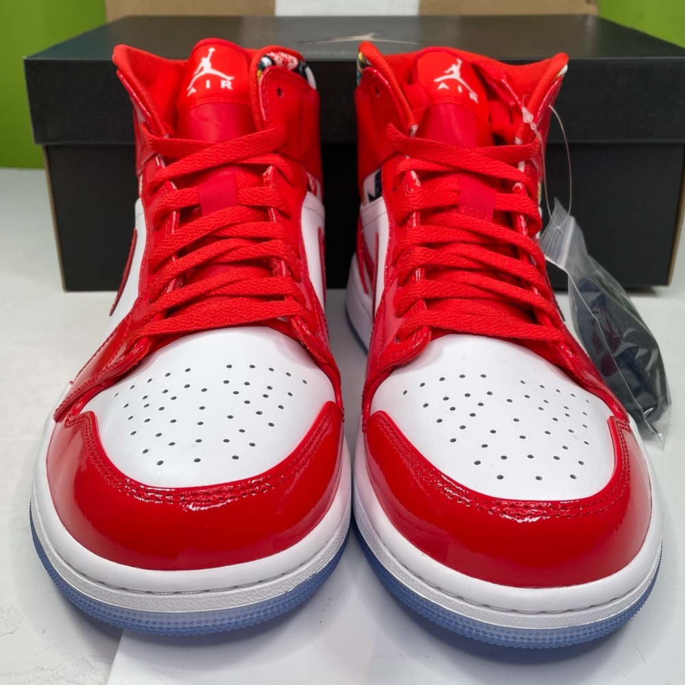 Air Jordan 1 Mid SE Mens Size 10 Basketball Sneakers Chili Red Shoes - Picture 6 of 12